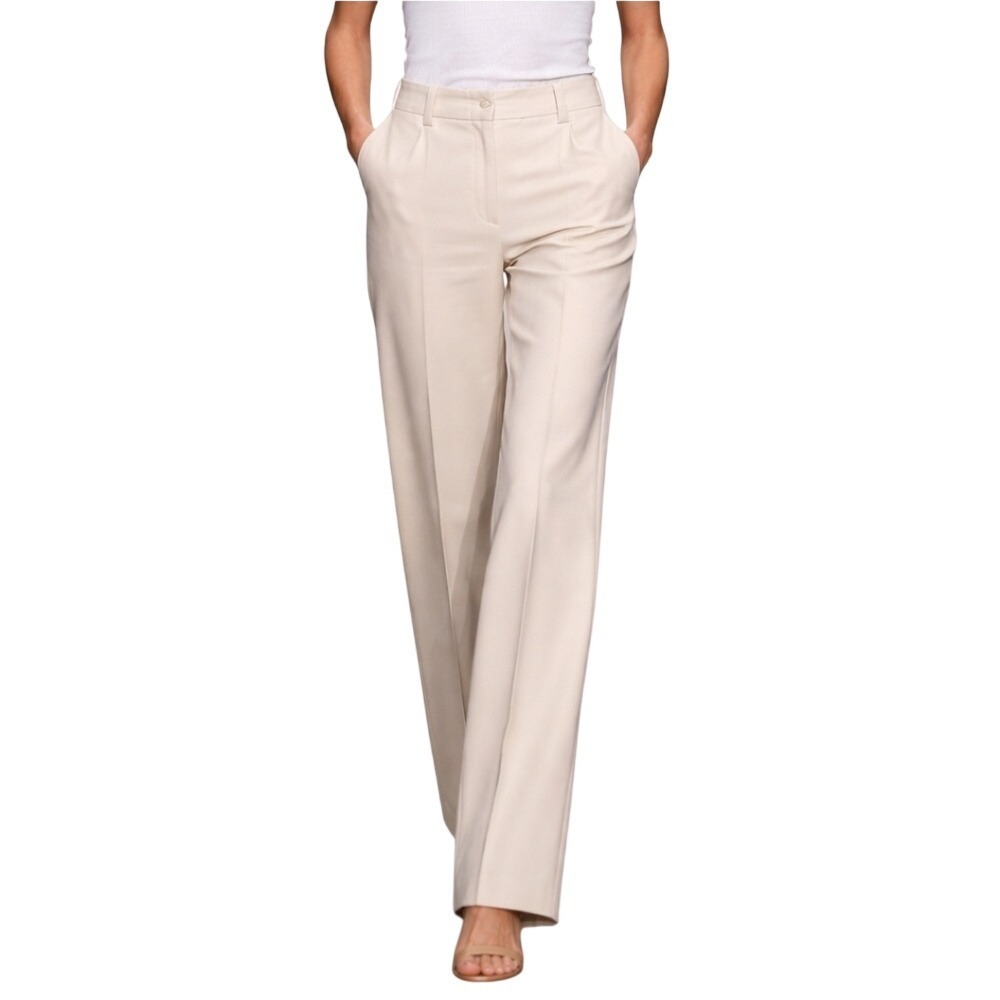 Express Vintage 90s Y2K Old Money Structured Off White Pleated Wide Leg Trousers